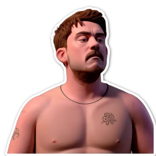 A man with a tattoo and no shirt on.