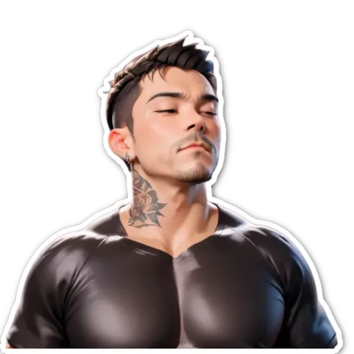 A man with a tattooed neck is looking to the right.