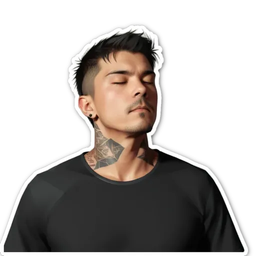 A man with a tattooed neck is sleeping.