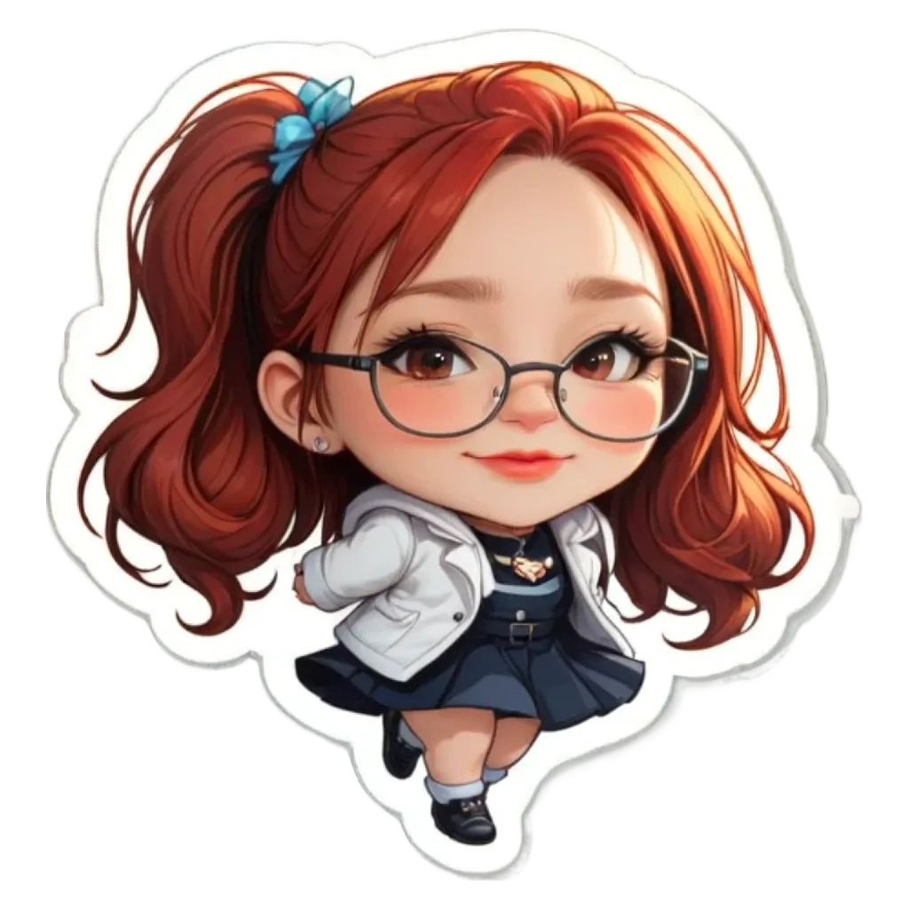 A girl wearing glasses and a white jacket.