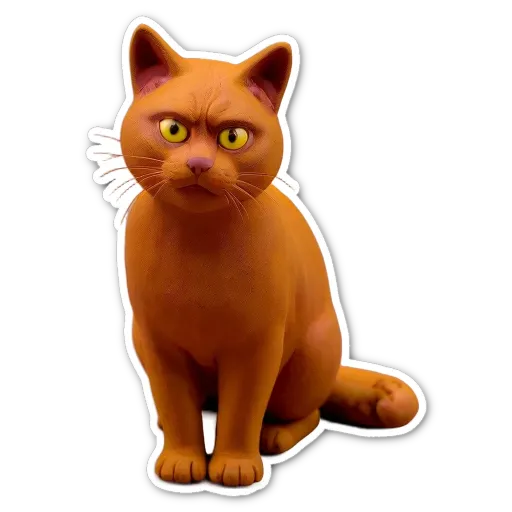 An orange cat with yellow eyes sitting on the front of a sticker that says "This is not real".