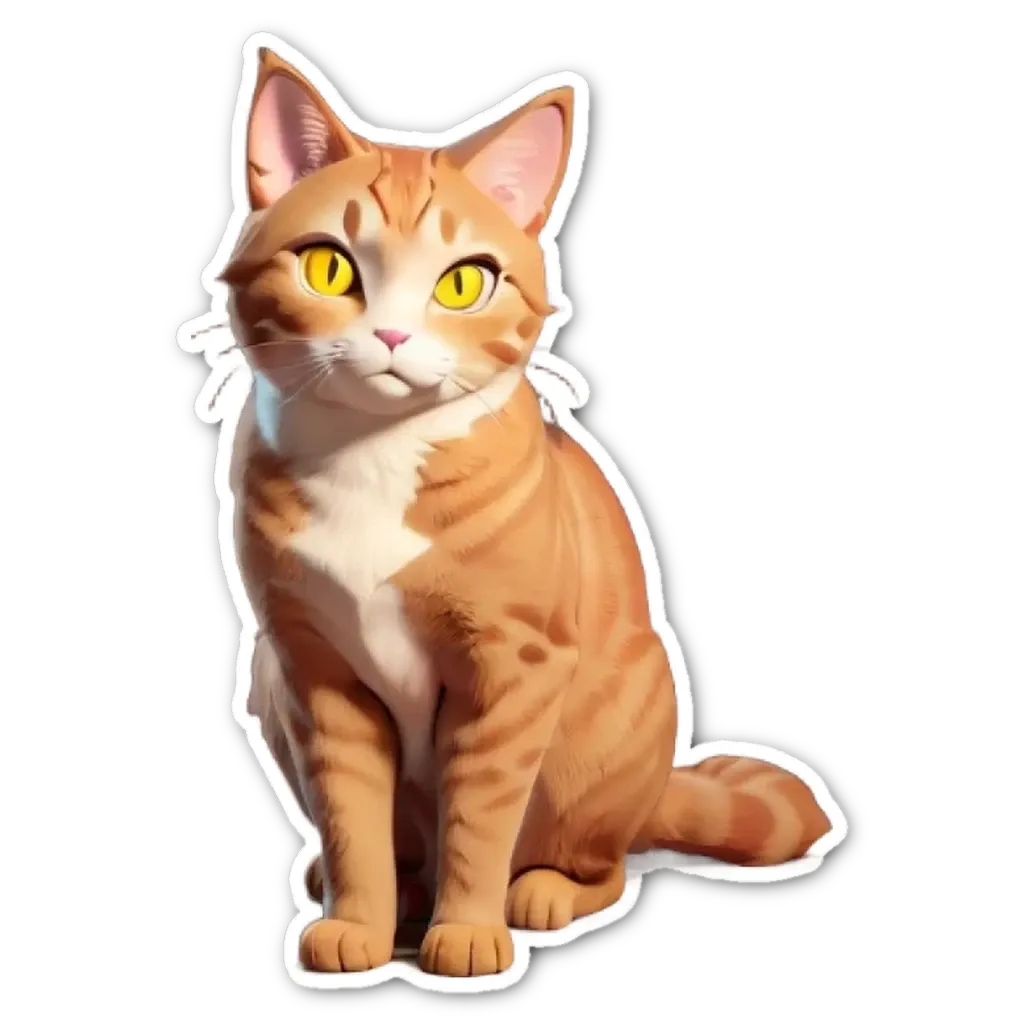 An orange and white cat is sitting on a black and white background.