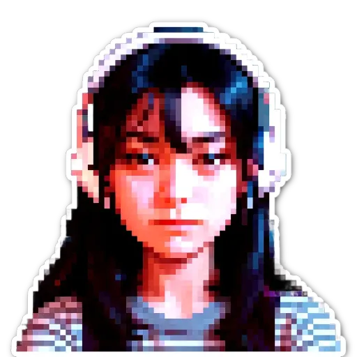 A girl with headphones on her head.