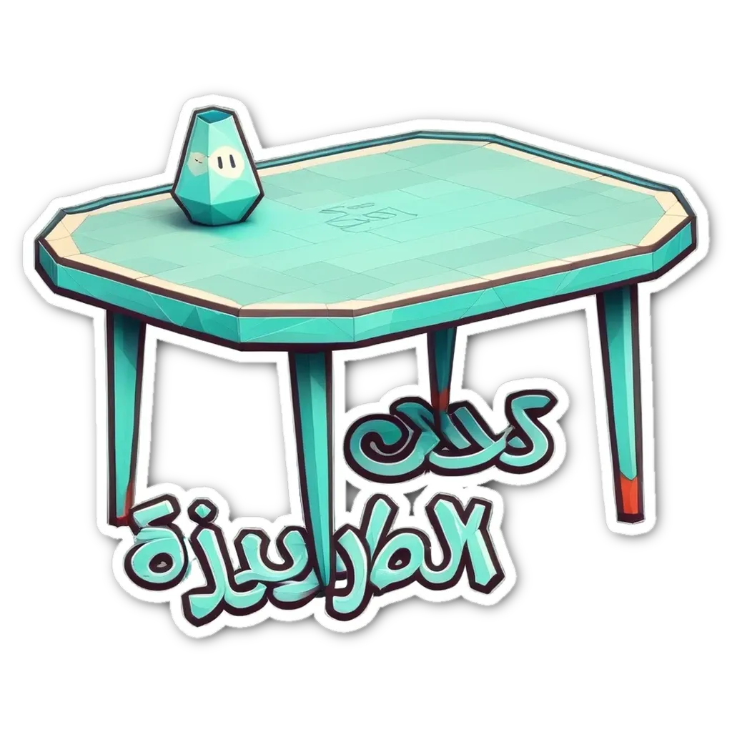 A sticker of a table in another language with Arabic writing on it.