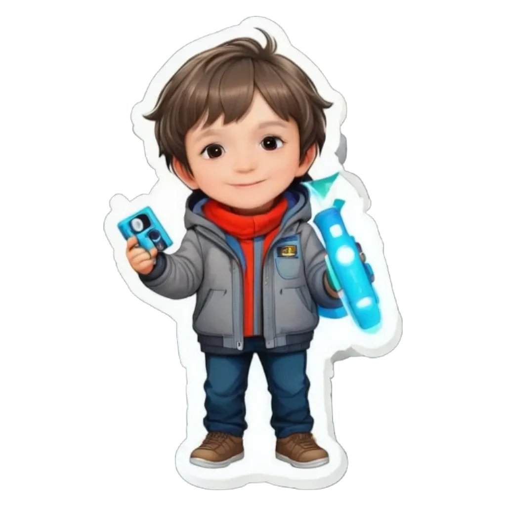 A boy holding a game controller.