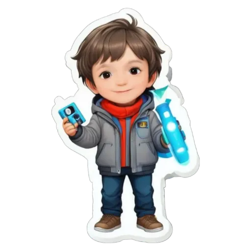 A boy holding a game controller.