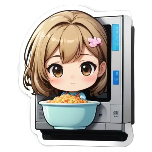 A girl is eating corn flakes out of a bowl that is next to a machine.