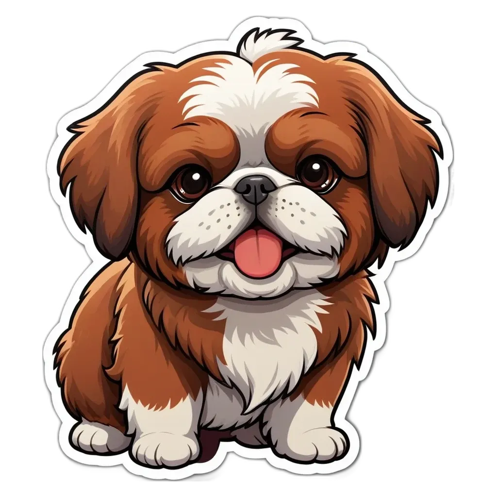 A cartoon dog with a tongue out that is sitting on a black background.