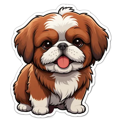 A cartoon dog with a tongue out that is sitting on a black background.