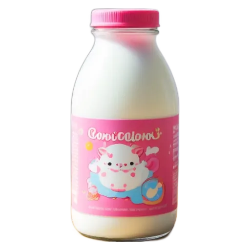 a cat with the word comicola on it's bottle.