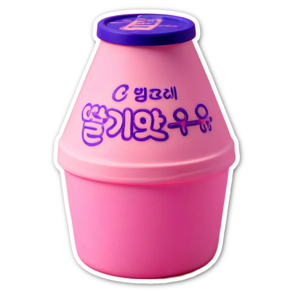A pink plastic container of a foreign juice.