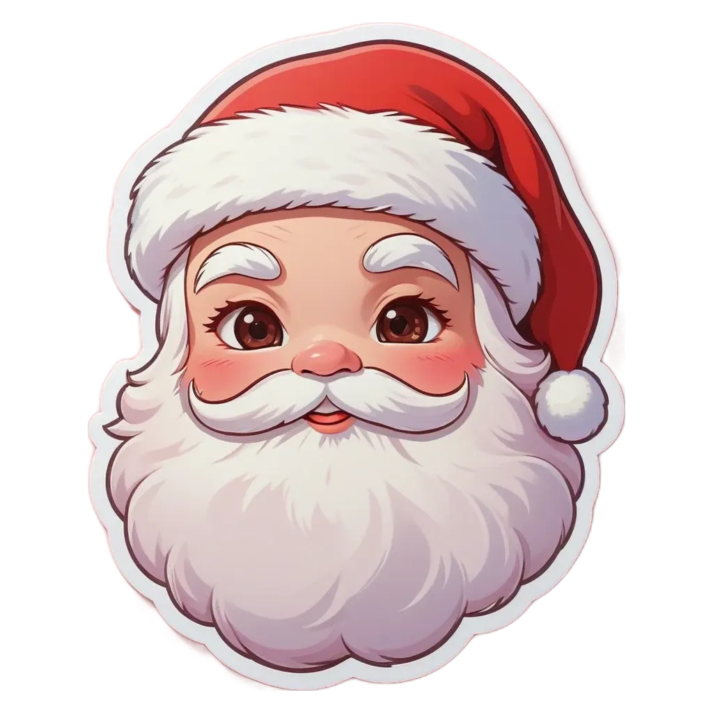 A Santa Claus face is cut out of a red and white shape.