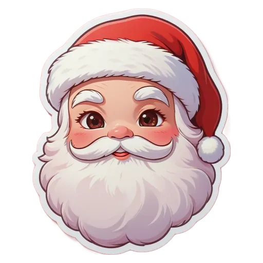 A Santa Claus face is cut out of a red and white shape.