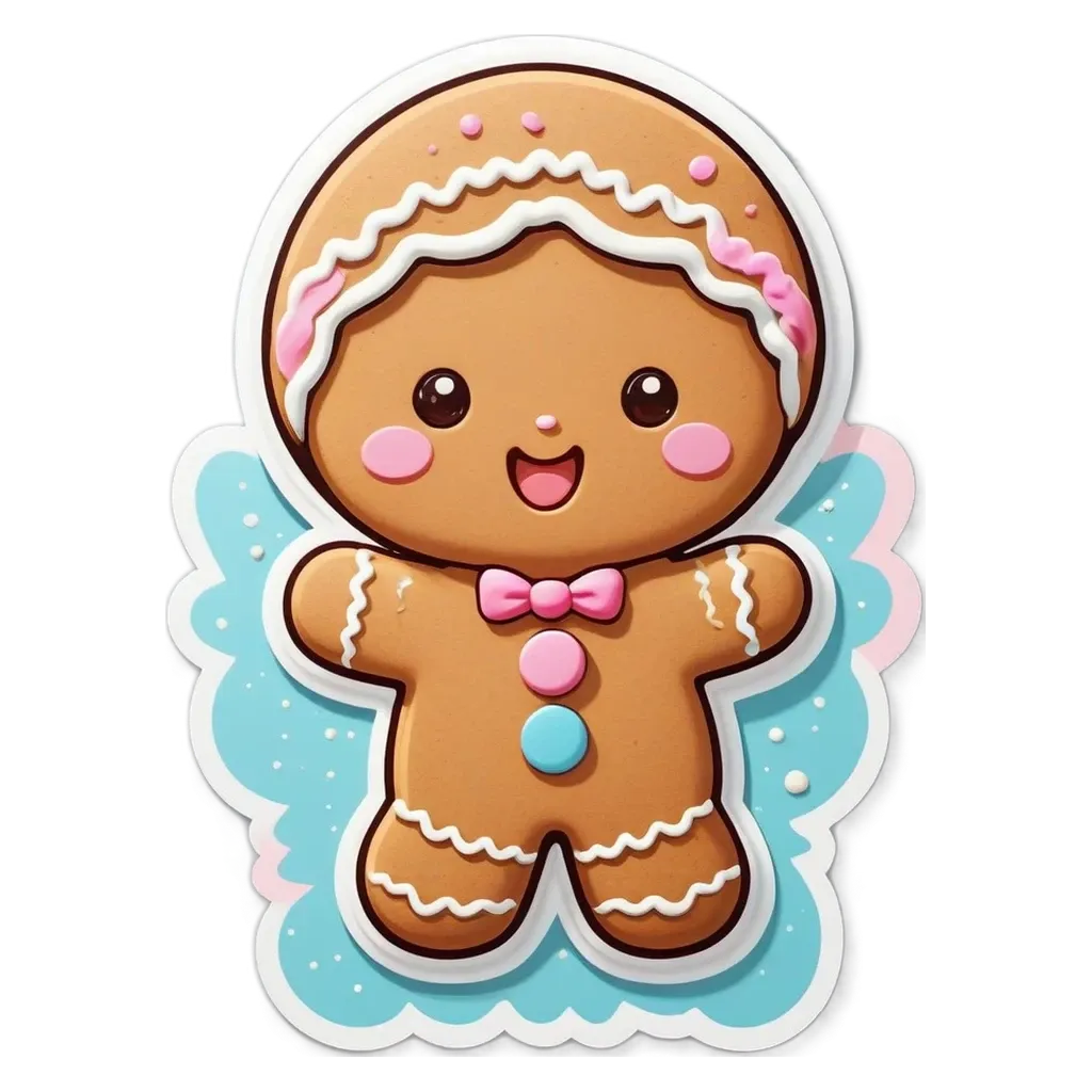 A paper gingerbread man cut out on a black and white background.
