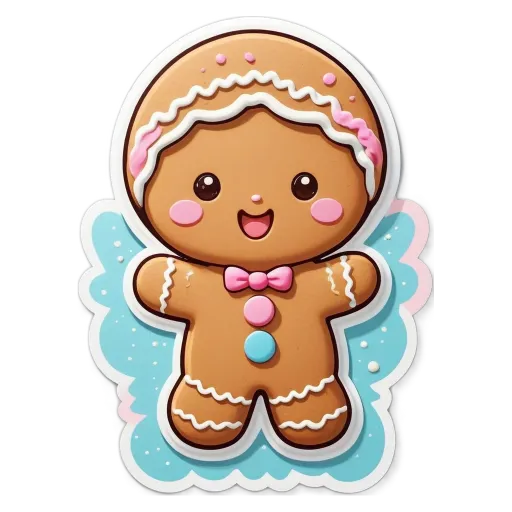 A paper gingerbread man cut out on a black and white background.