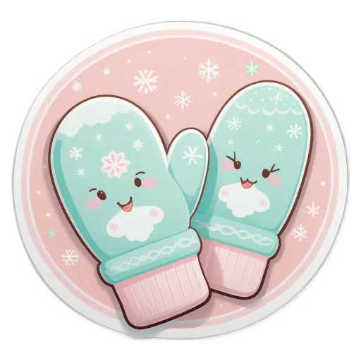 Mittens that are a light blue color with snowflakes on them.