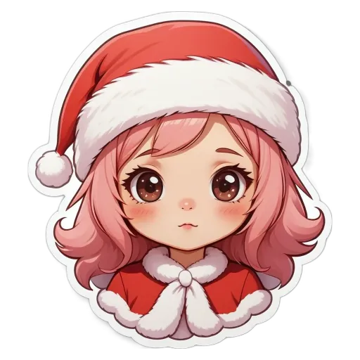 A girl with a red hat and a white coat.