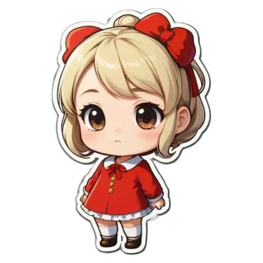 A girl with a bow in her hair is standing in front of a black background.