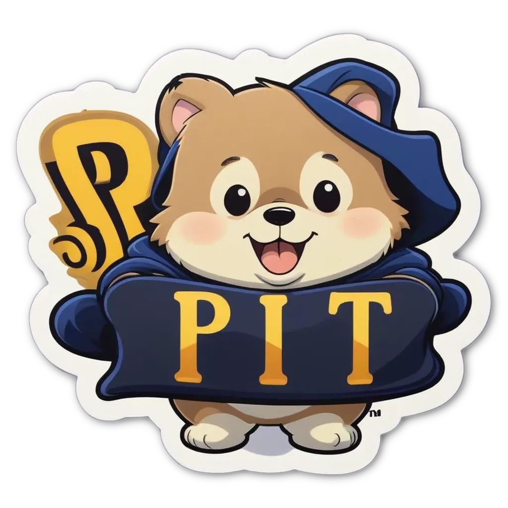 A sticker of a paw with the word pit on it.