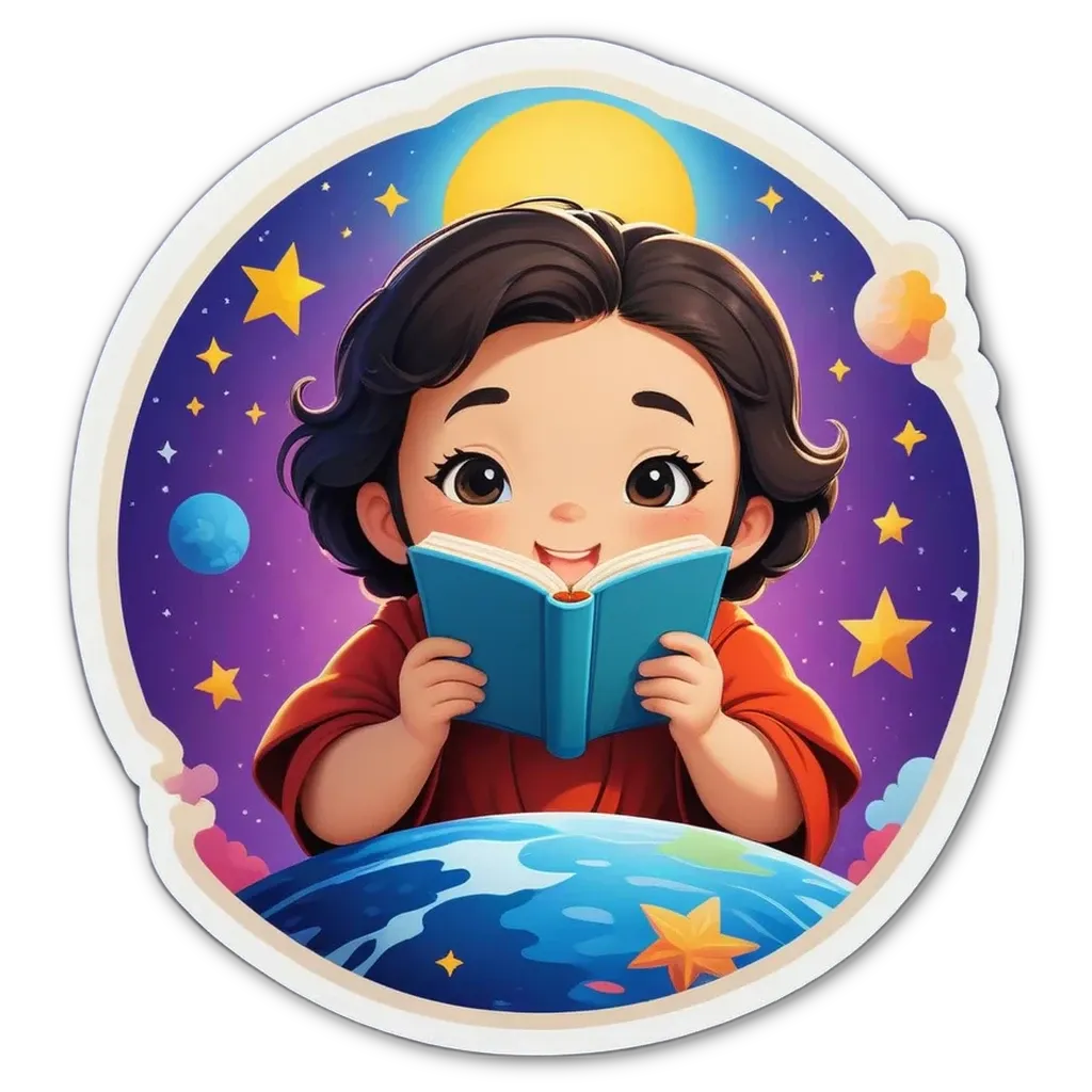 A girl reading a book that is part of a collection.