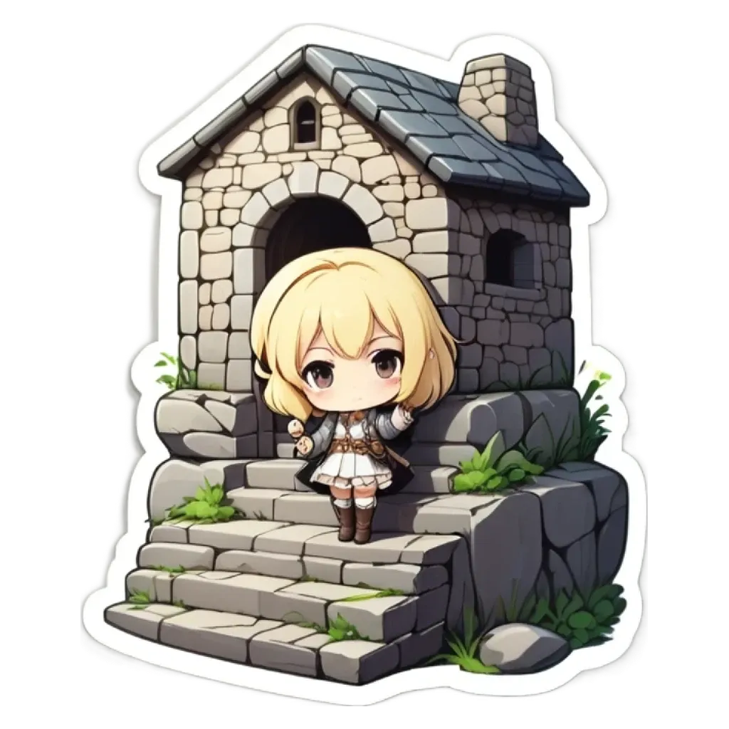 A girl is standing on some steps in front of a house.