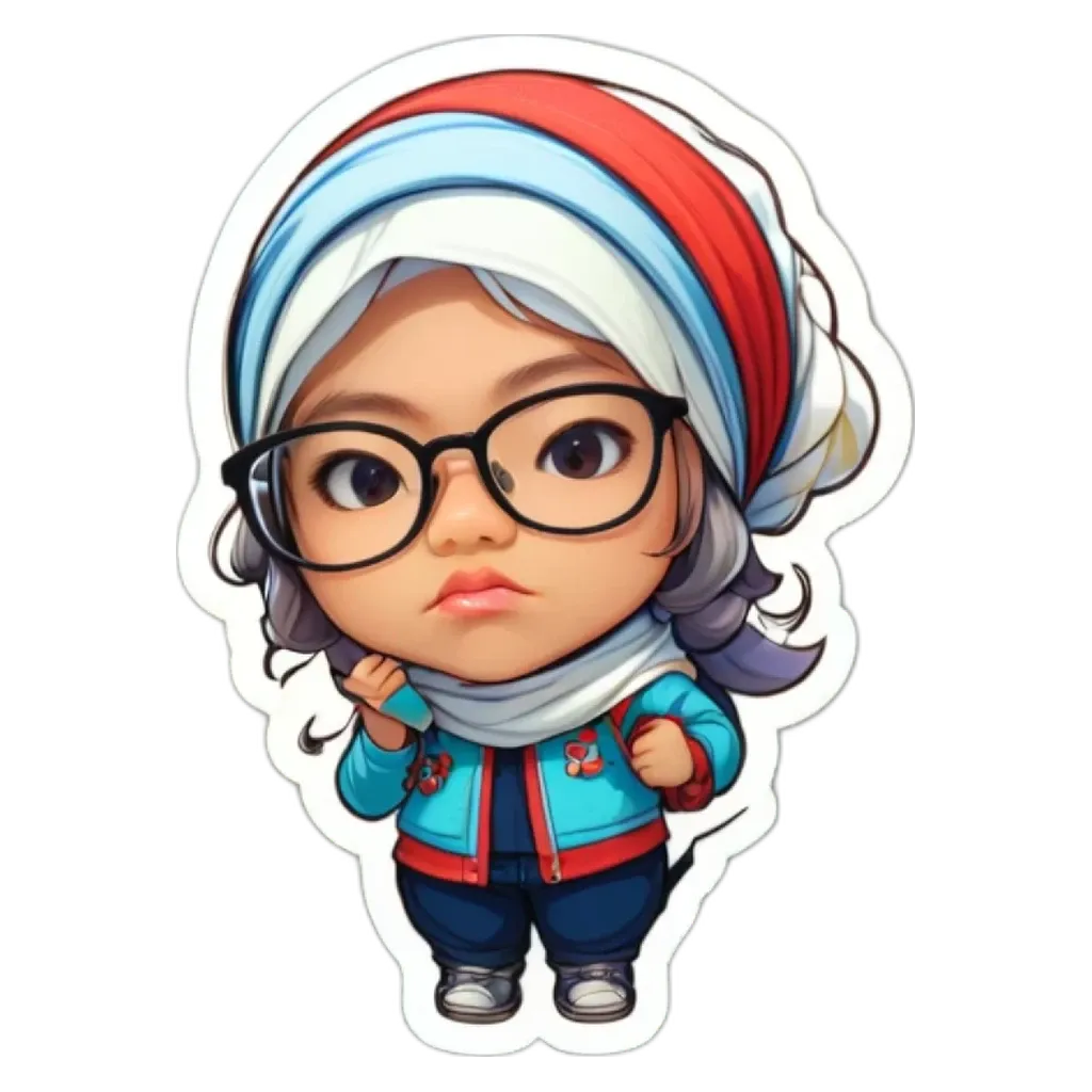 A girl wearing glasses and a head scarf.