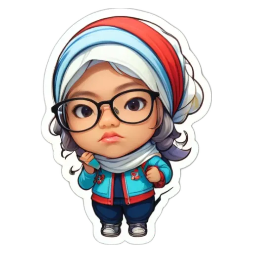 A girl wearing glasses and a head scarf.