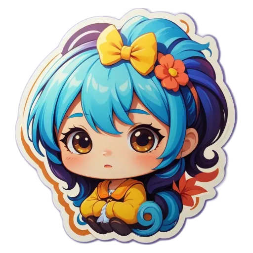 A girl with a bow and flower on her head is sitting down.