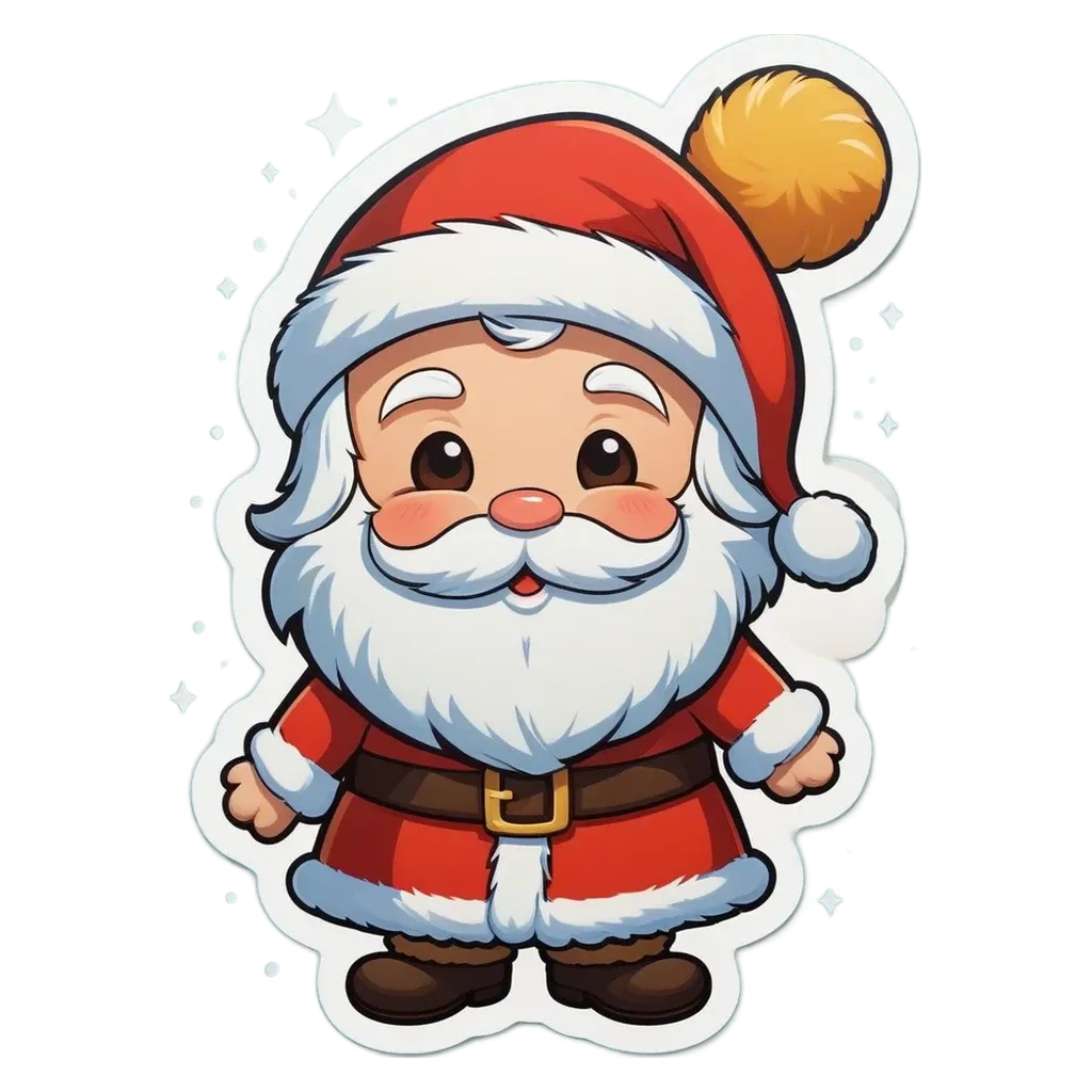 A Santa Claus with a red top and white beard.