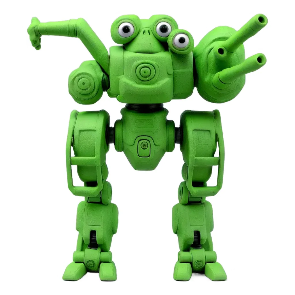 A green figure with eyes and a gun is stickered to the left of a green figure with a gun and a tank.