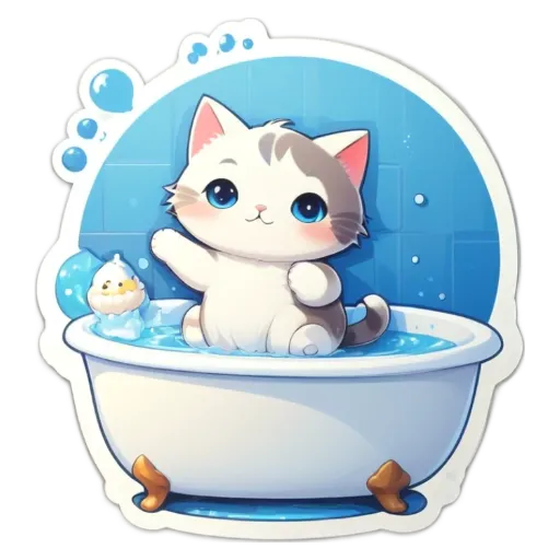 A cat in a bathtub with a rubber ducky.