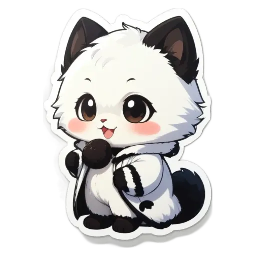 A cartoon cat wearing a coat and holding a microphone.