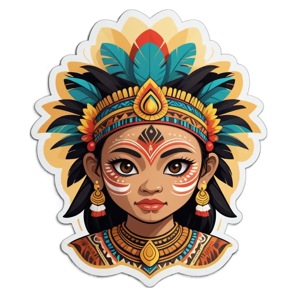 A cartoon picture of a girl with a headdress on.