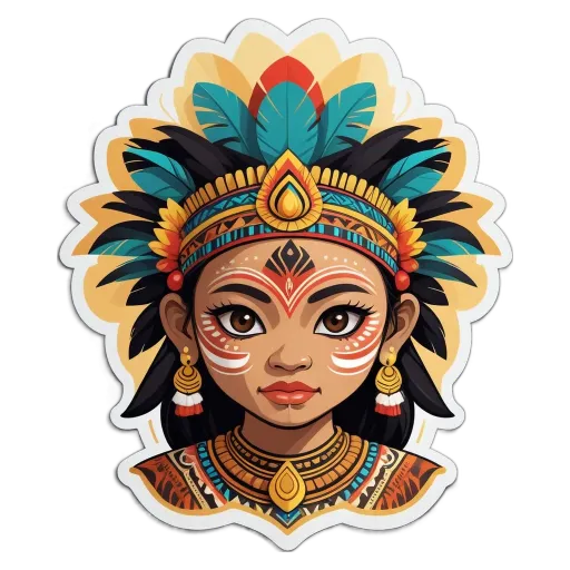 A cartoon picture of a girl with a headdress on.