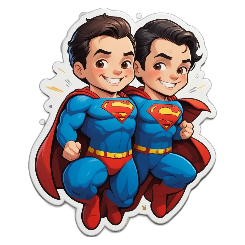 A boy in a blue and red cape who is superman.