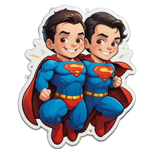 A boy in a blue and red cape who is superman.