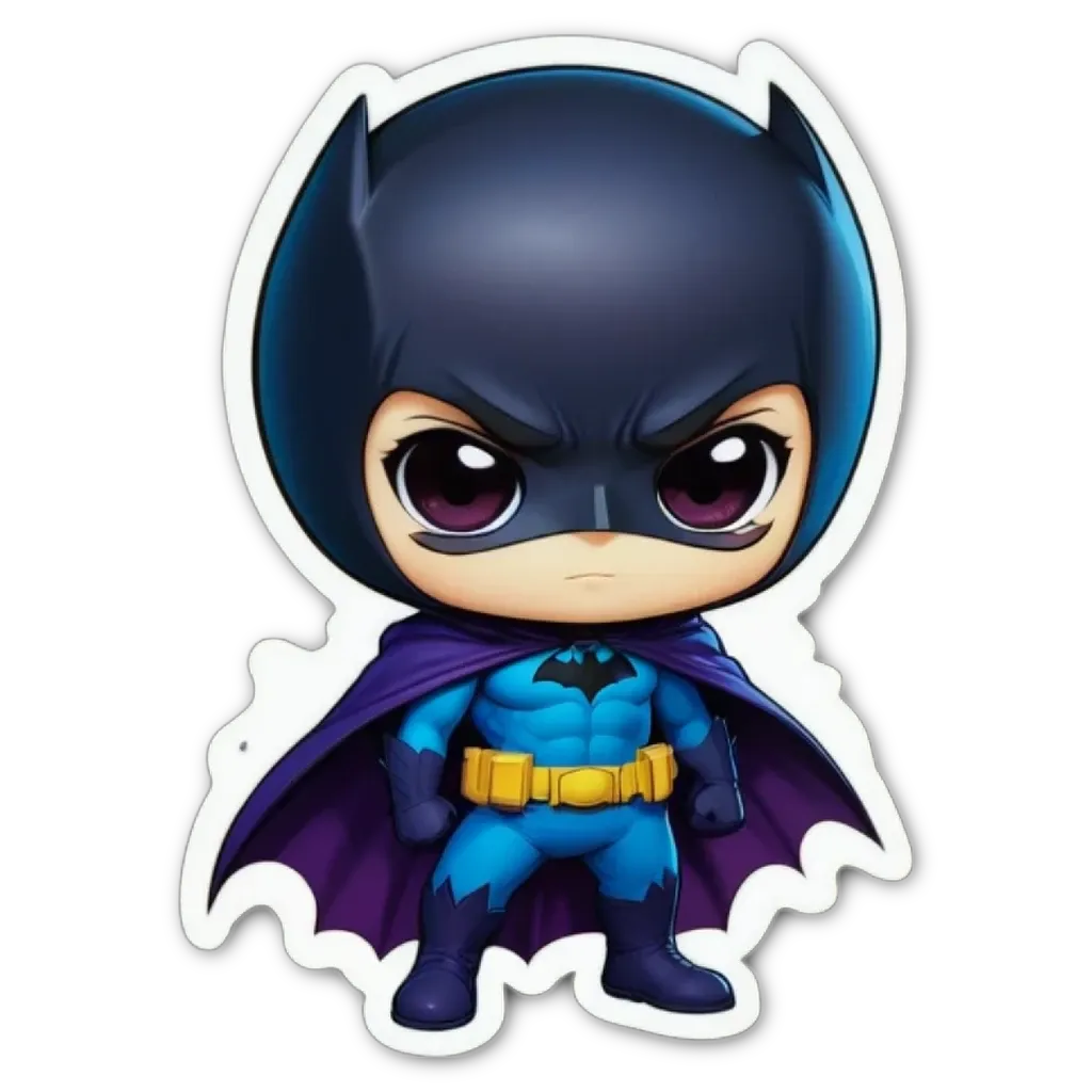A small cartoon image of a boy in a blue costume that is a batman.