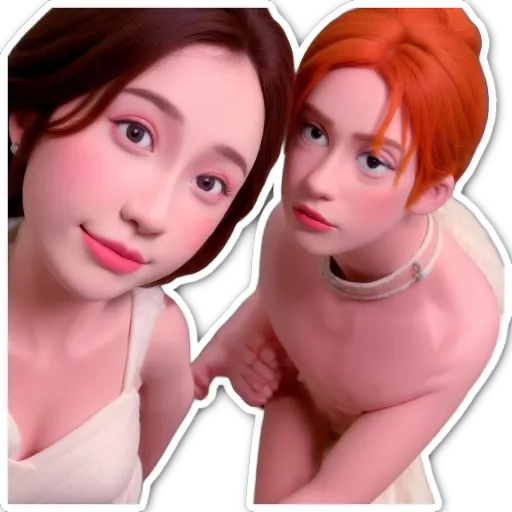 Two girls looking at the camera, one with red hair.