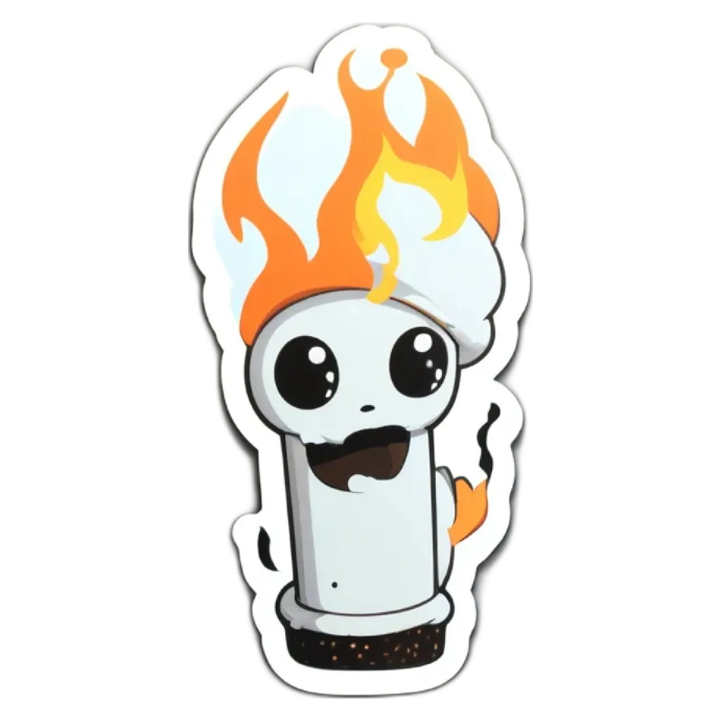 A white and orange character that is smiling.