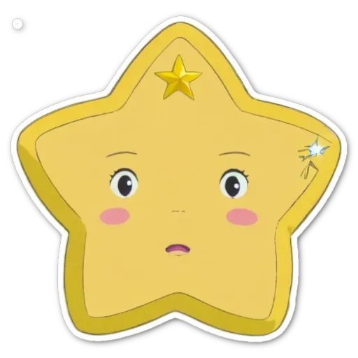 A yellow star with a face on a black and white background.