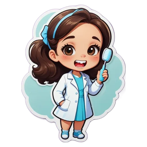 A cartoon picture of a girl who is brushing her teeth.