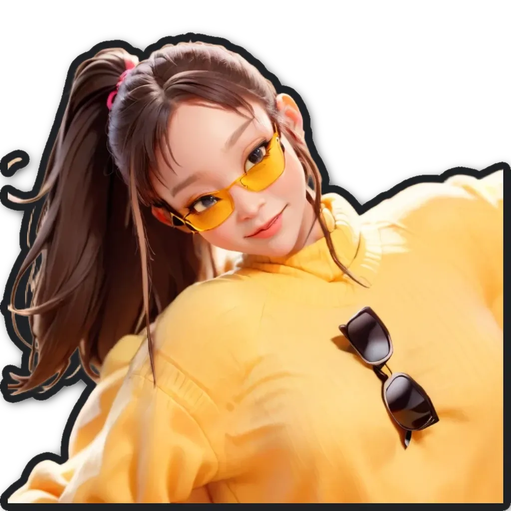 A woman wearing a yellow shirt and sunglasses.