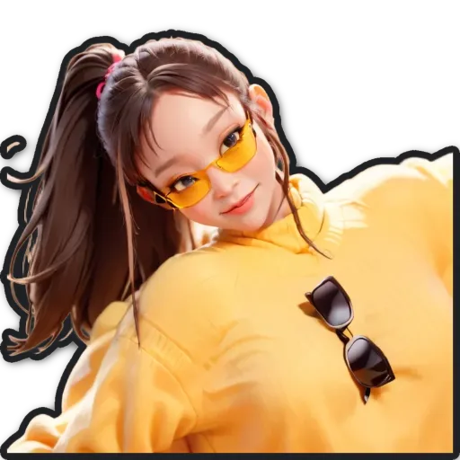 A woman wearing a yellow shirt and sunglasses.