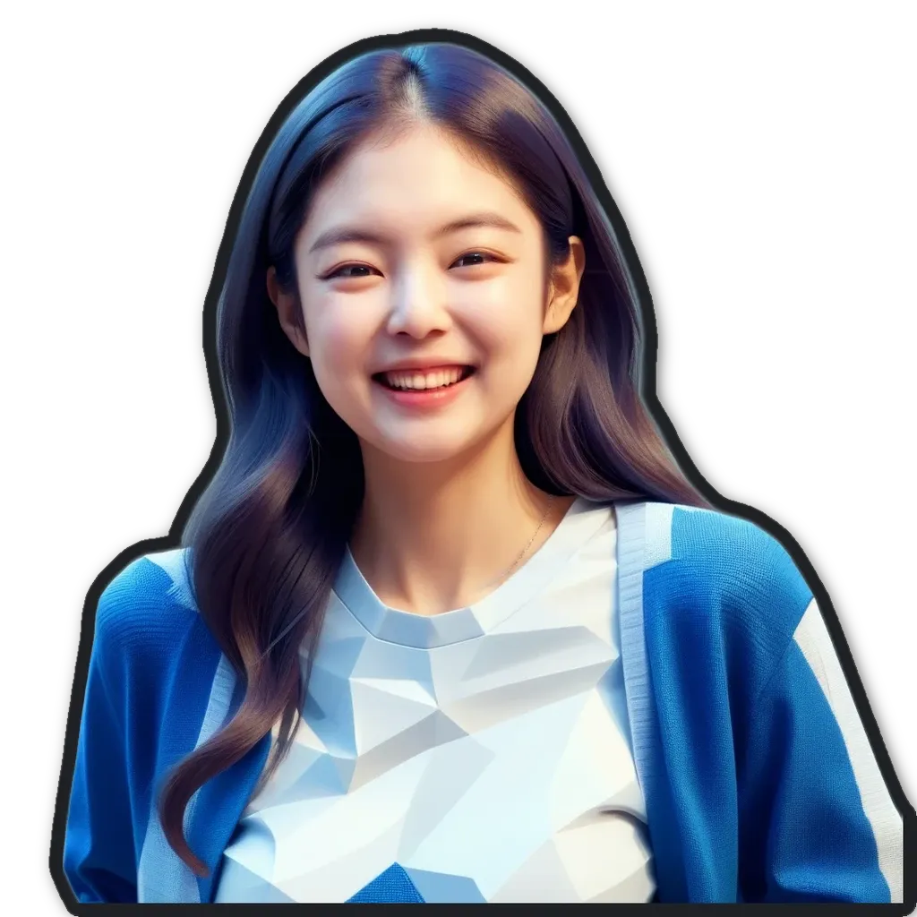 A woman wearing a blue shirt is smiling.