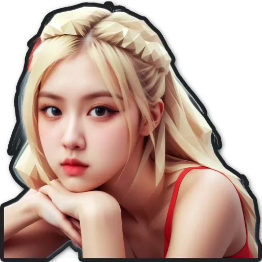 A girl with a red top and a black background.