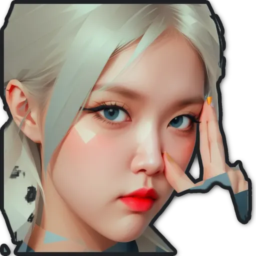 A woman with a cat-eye makeup look is on a black background.