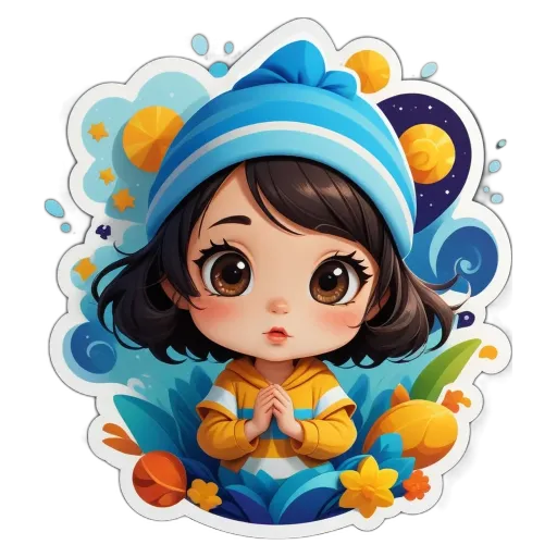 A girl wearing a hat with a flower on it.