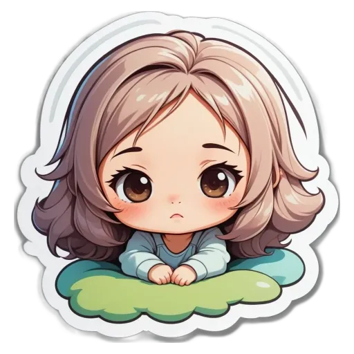 A girl with a sticker on her that is crying.