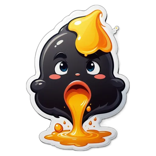 A black and yellow character with a stream of yellow liquid coming out of his mouth.