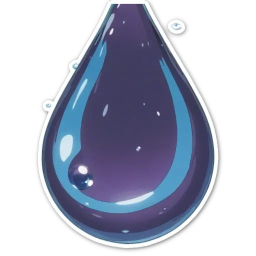 A drop of water with blue and purple streaks in it.